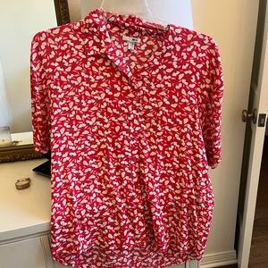 Amuse society red floral blouse